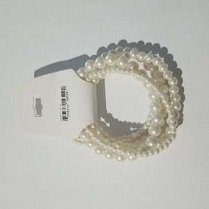 Pure Expressions white faux pearl stretchy bracelets, NWT